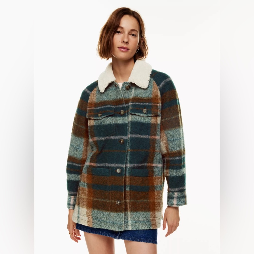 Aritzia Multicolor Plaid Teddy Jacket